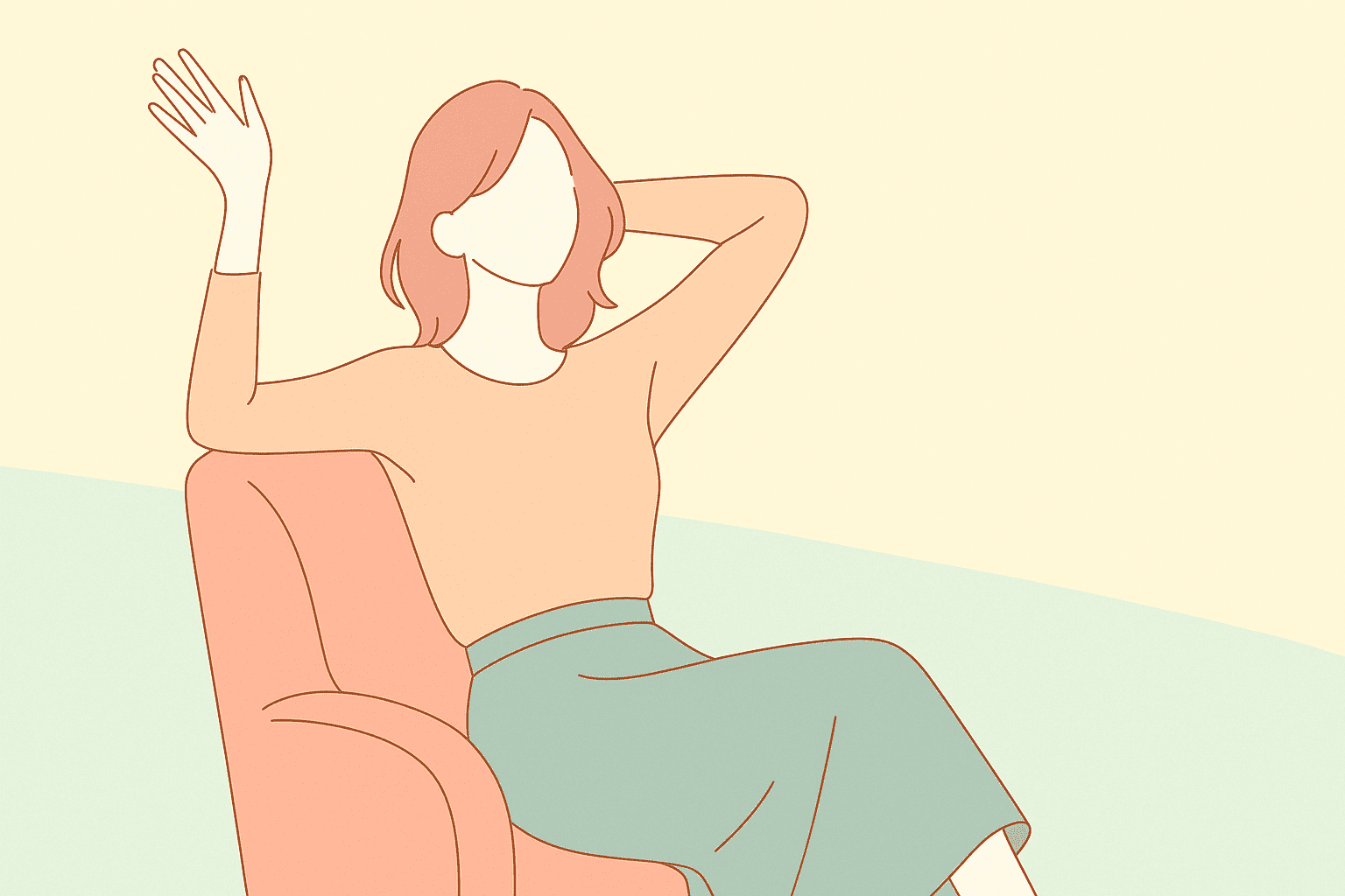 椅子に座ってリラックスしている女性