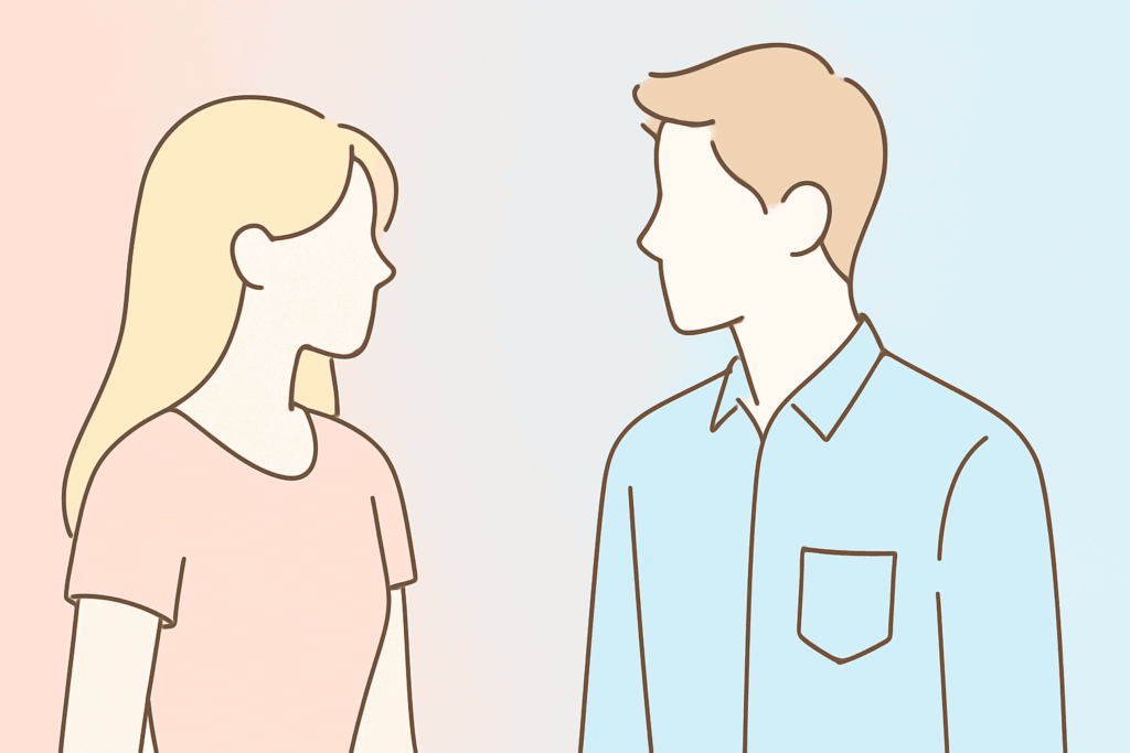 向き合う男女