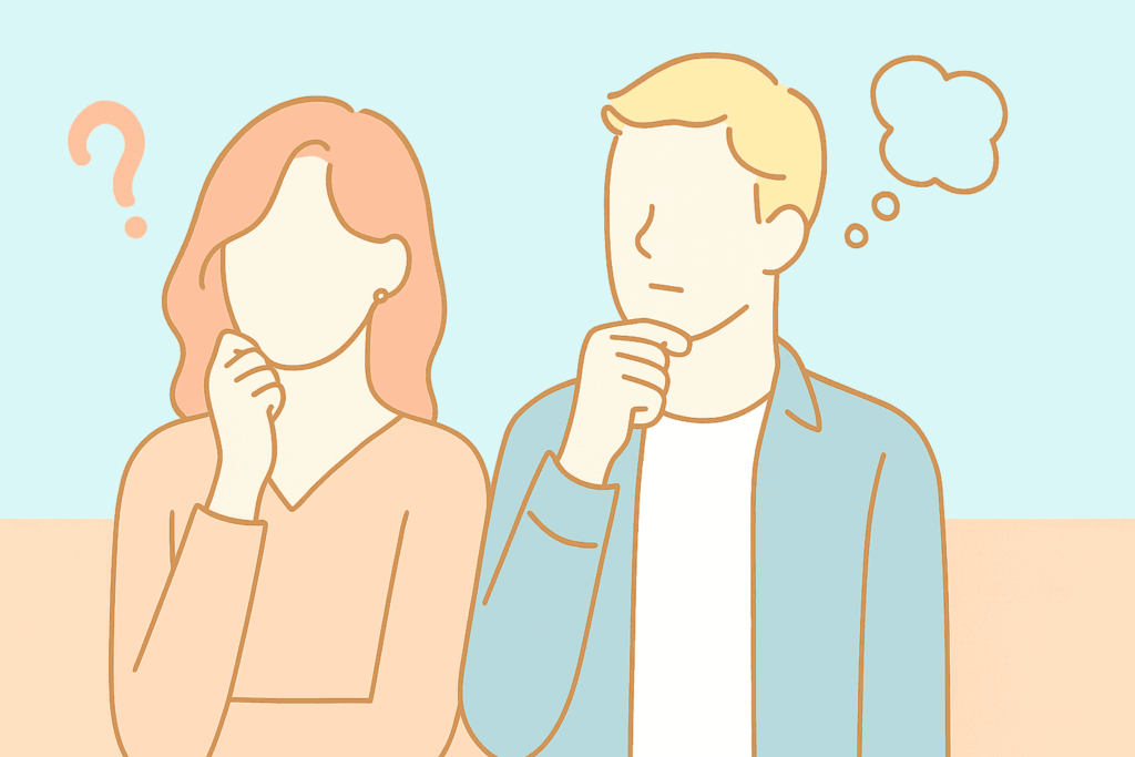 悩む女性と男