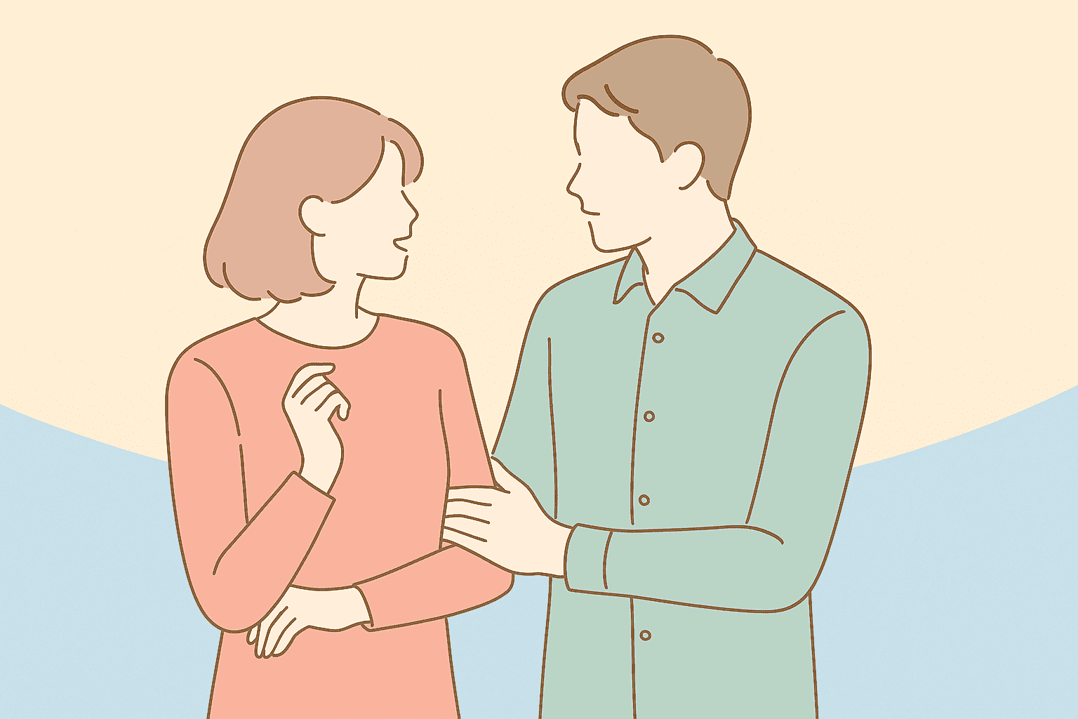 向き合う男女