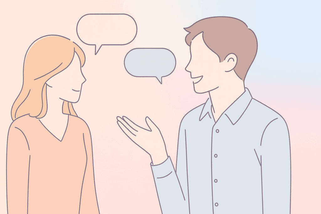 楽しそうに会話する男女