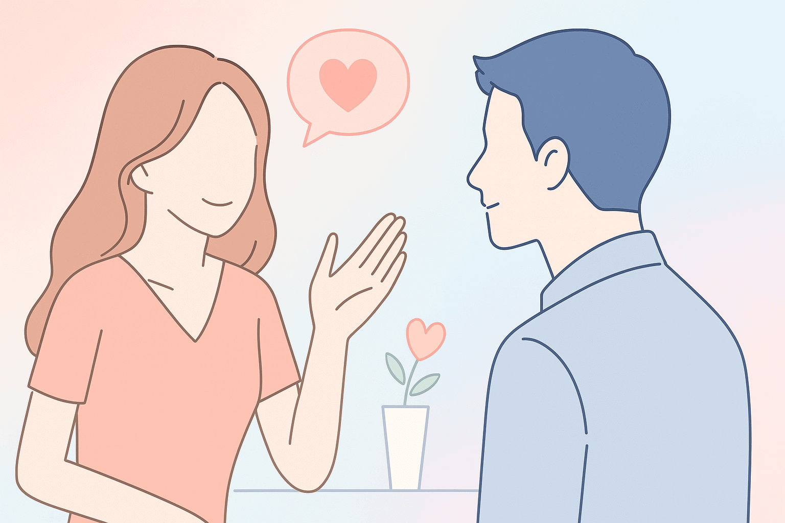 男女が楽しそうに会話している