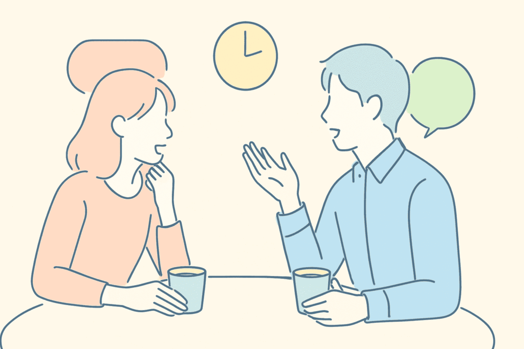 時計と男女