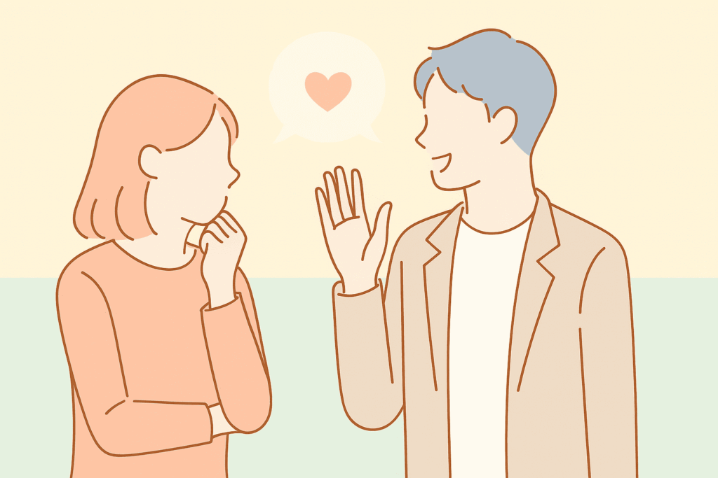 楽しく会話しているカップル