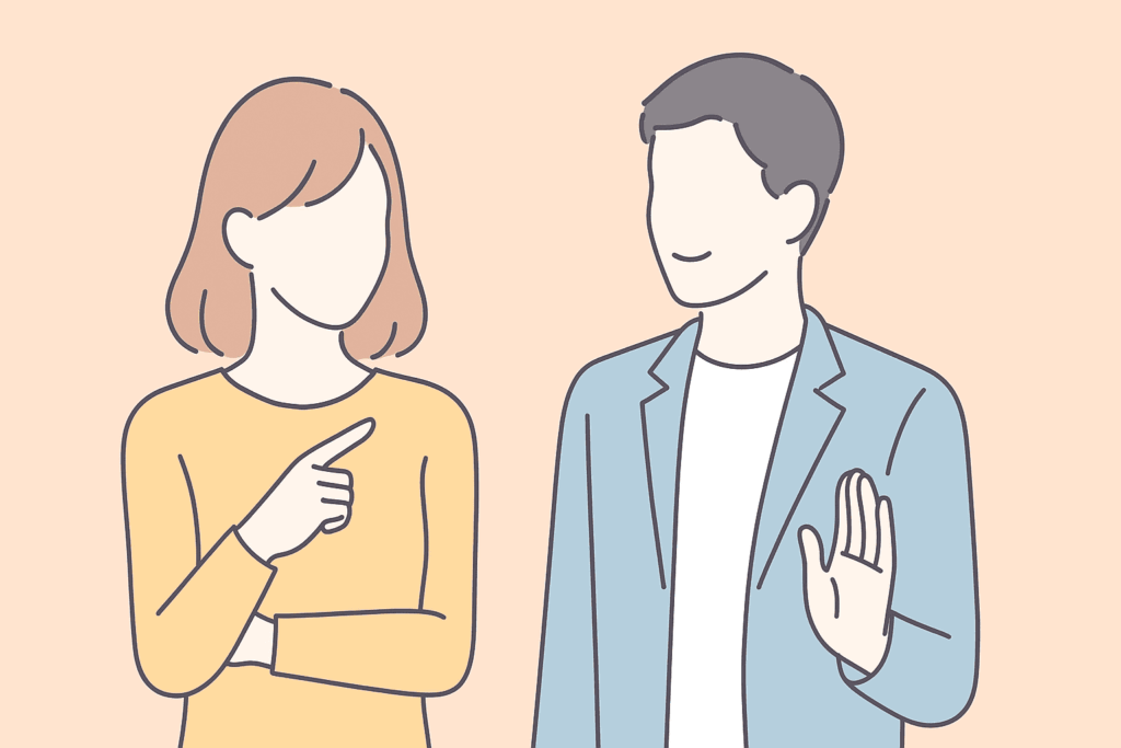 話をするカップル